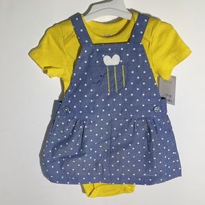 Baby Girl’s Chambray Bee Jumper & Onesie Set